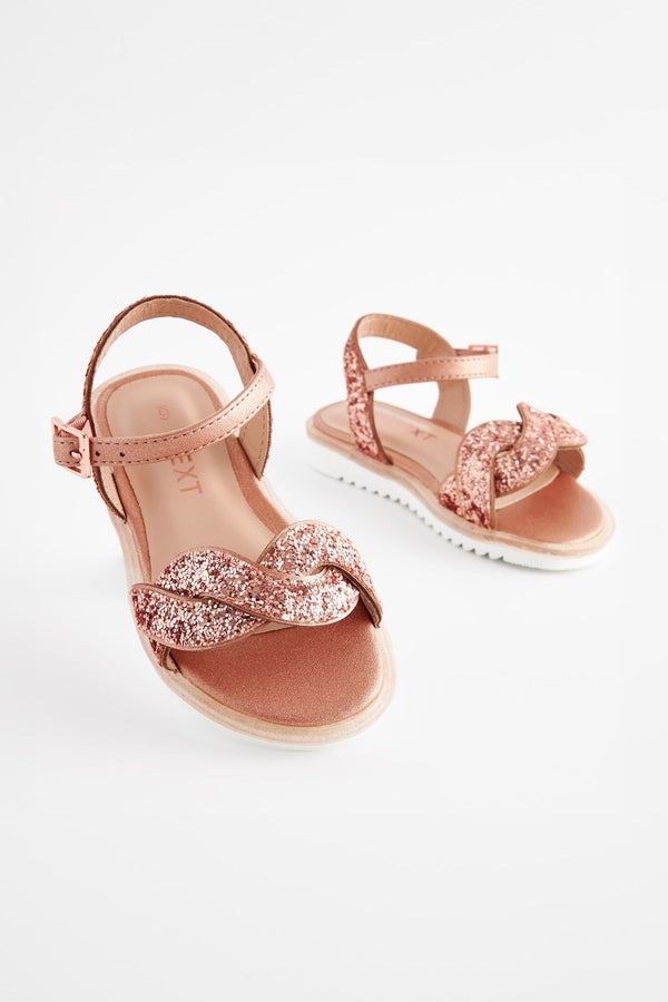 Rose Gold Glitter Occasion Sandals