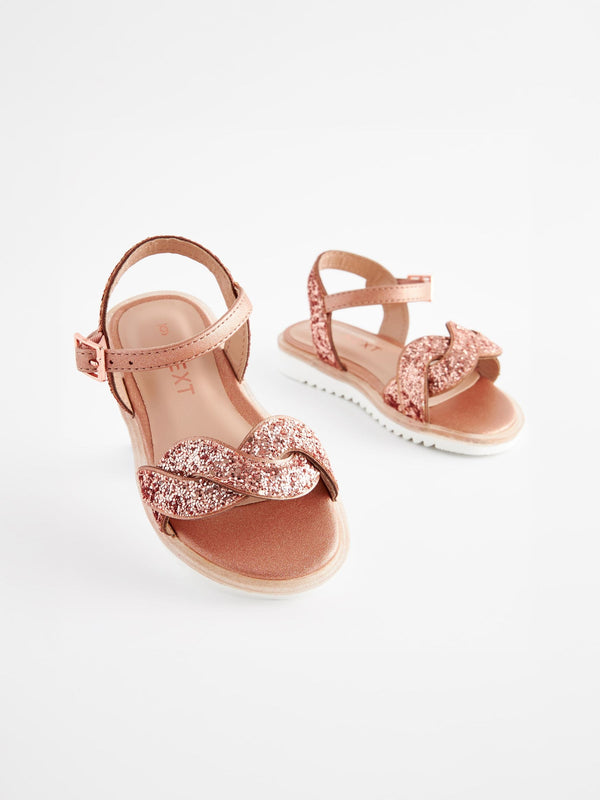 Rose Gold Glitter Occasion Sandals