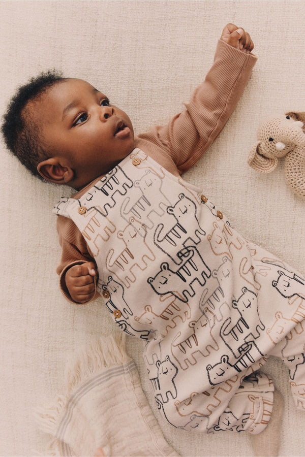 Neutral Tiger Baby Jersey Dungarees And Bodysuit Set (0mths-2yrs)