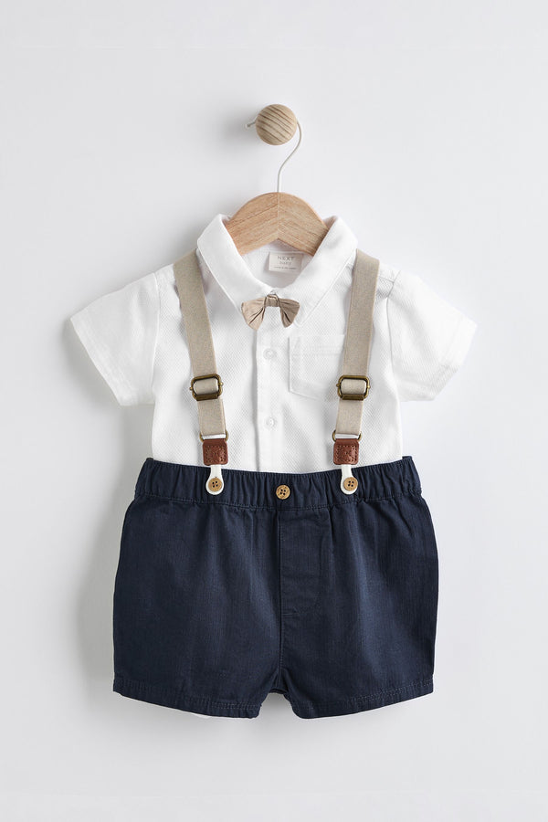 Copy Navy Shirt Body, Shorts and Braces Baby 4 Piece Set