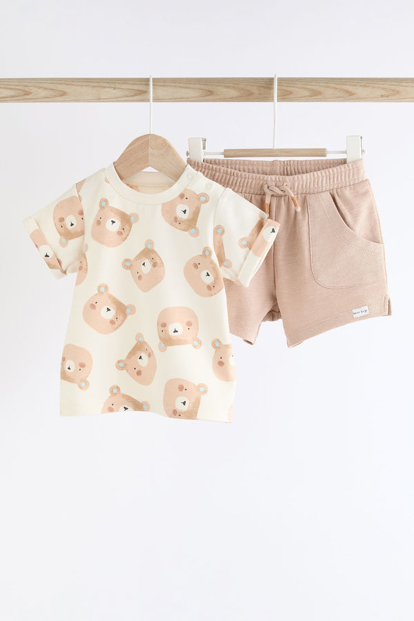 Neutral Bear Baby 100% Cotton T-Shirt And Shorts 2 Piece Set