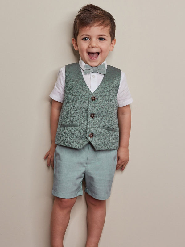 Mint Green Waistcoat, Shirt, Short & Bow Tie Set (3mths-9yrs)