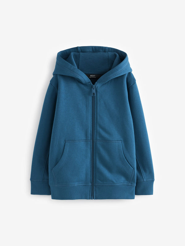 Mid Blue Plain Zip Through Hoodie (3-16yrs)