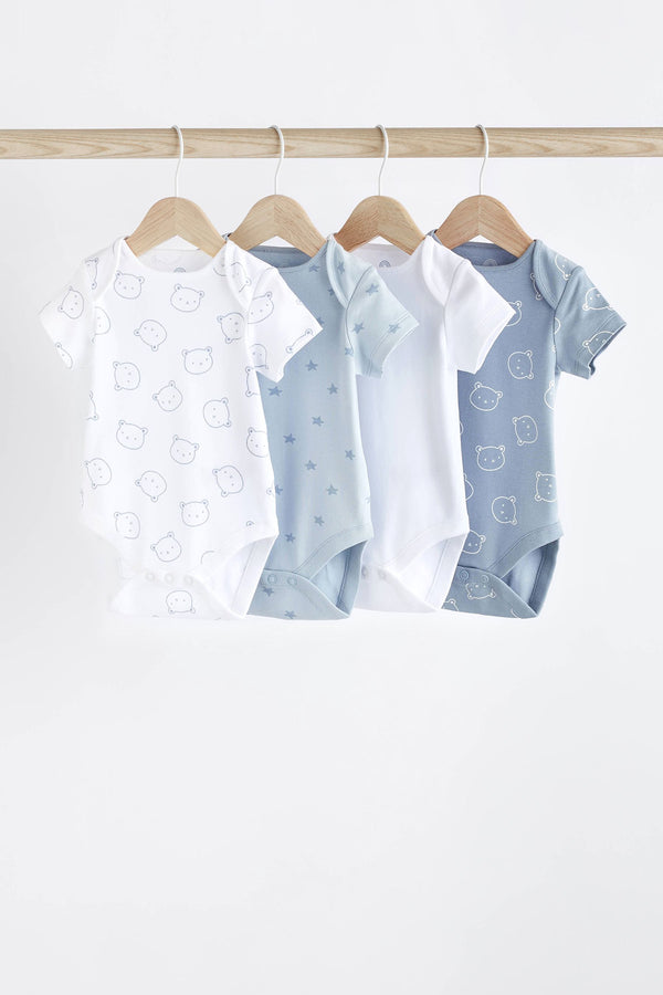 Blue Bear Baby Short Sleeve Bodysuit 4 Pack