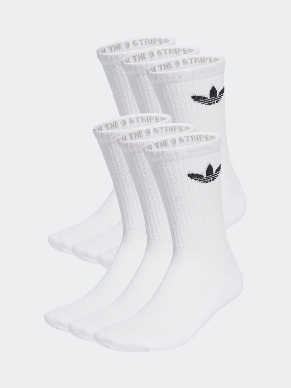 adidas Originals White Trefoil Crew Socks 6 Pack