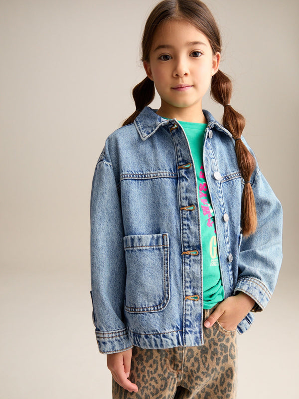 Mid Blue Denim Shacket (3-16yrs)