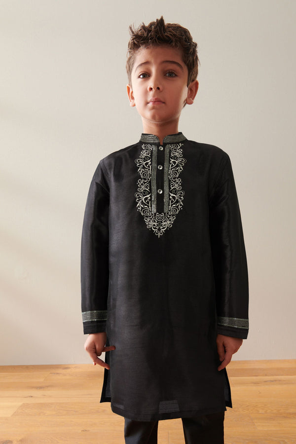 Black Embroidered Kurta (3mths-16yrs)