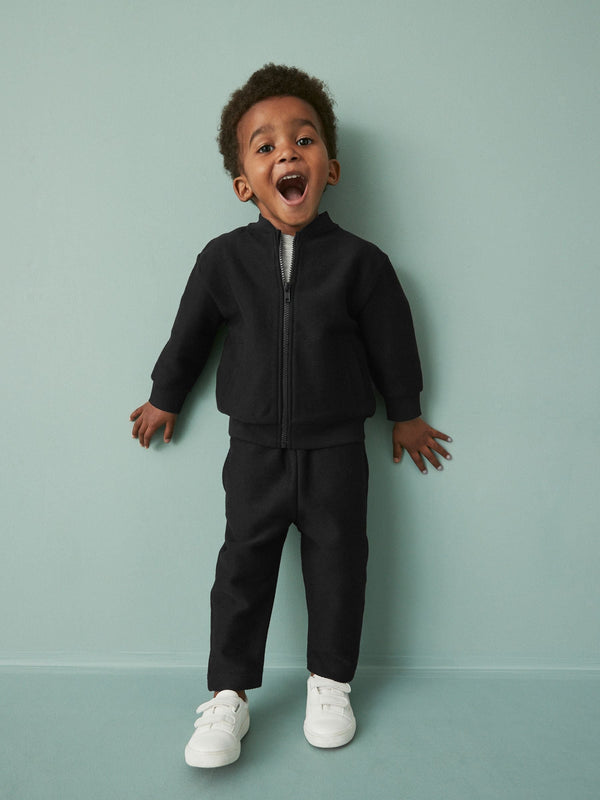 Black Jersey Bomber Jacket And Joggers 2 Piece Set (3mths-7yrs)