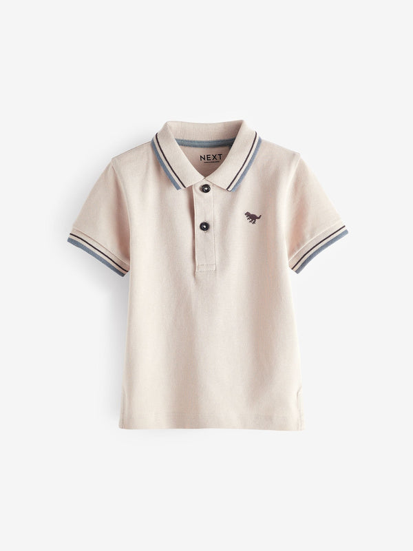 Putty Natural 100% Cotton Short Sleeve Polo Shirt (3mths-7yrs)