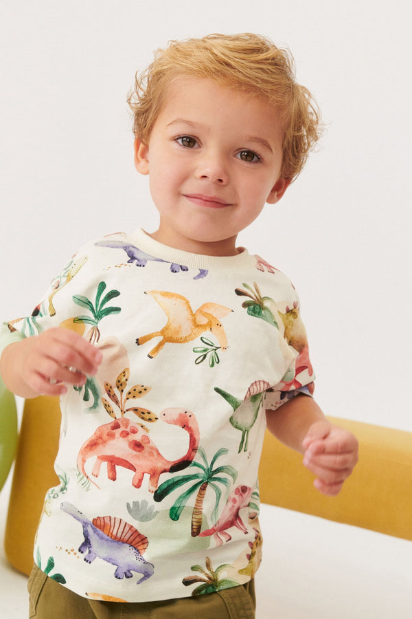 Neutral All-Over Print 100% Cotton Short Sleeve T-Shirt (3mths-7yrs)