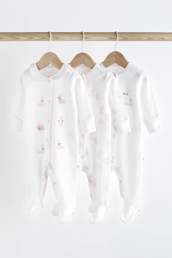 Pink Baby Sleepsuits 3 Pack (0-3yrs)