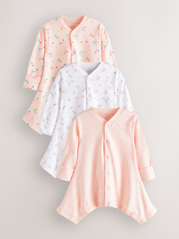 Pink Baby Hip Dysplasia 100% Cotton Sleepsuits 3 Pack (0-3yrs)