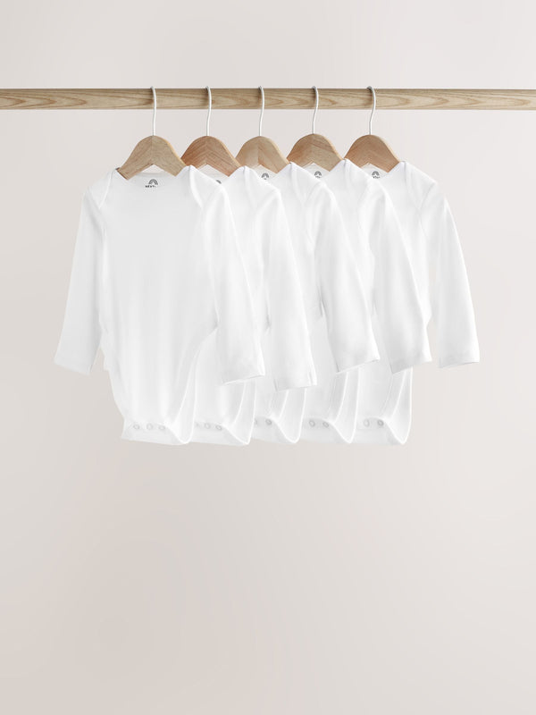 White Hip Dysplasia Baby Long Sleeve Bodysuits 5 Pack