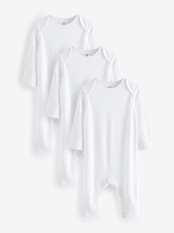 White Kind to Skin Baby Sleepsuits 3 Pack (0-2yrs)