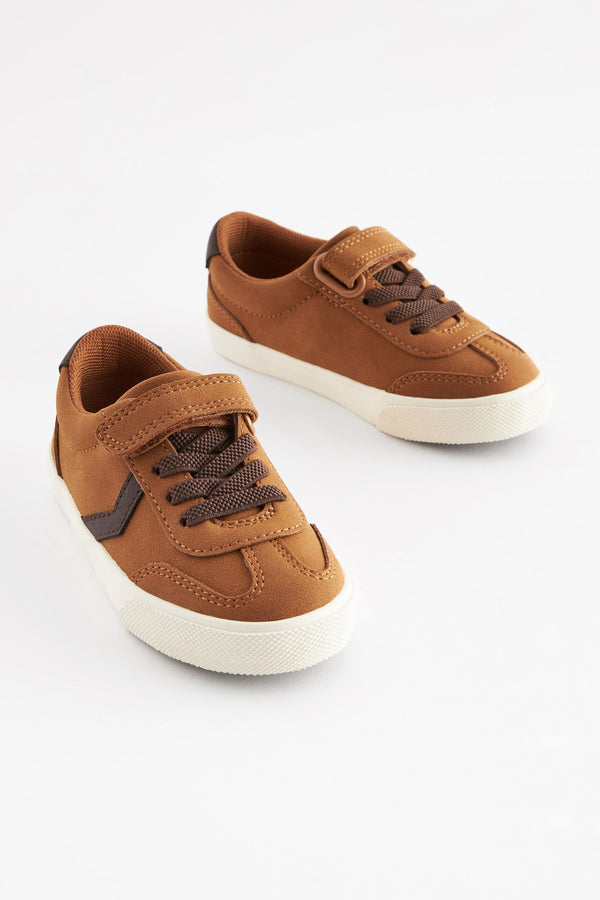 Tan Brown Touch Fastening Chevron Trainers