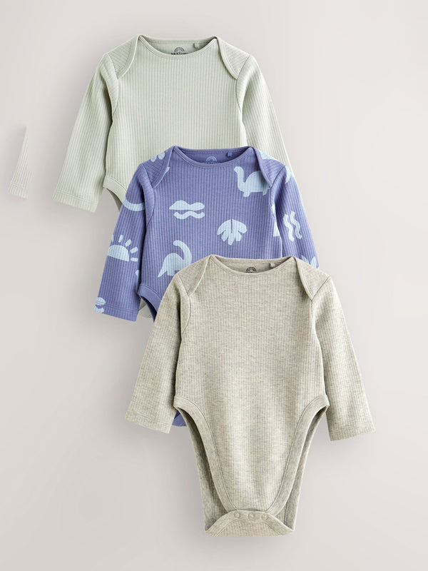 Blue Baby Hip Dysplasia Long Sleeve Bodysuits 3 Pack