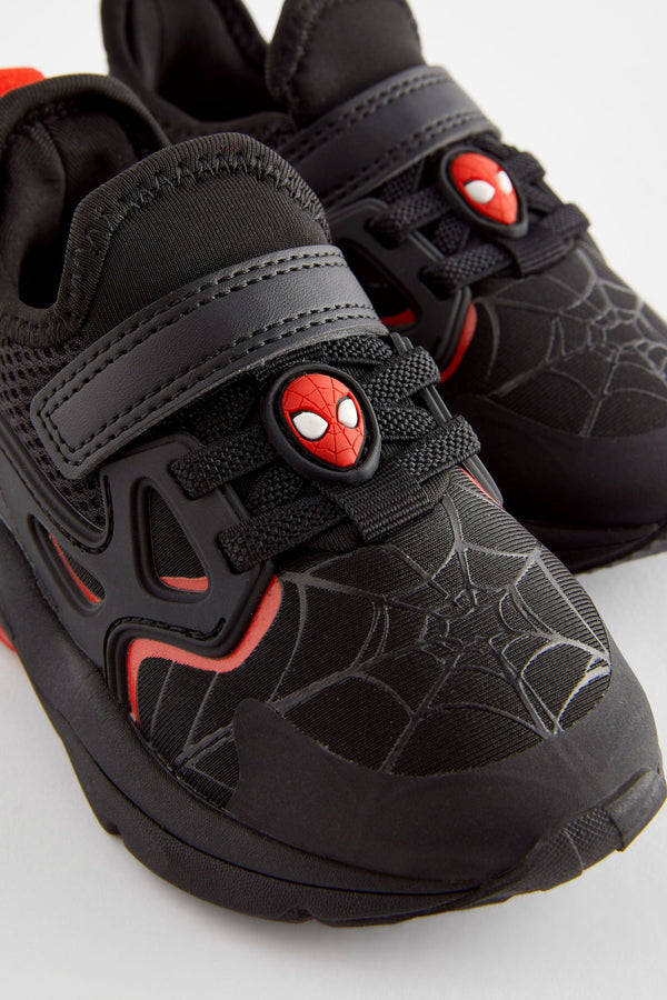 Black Spiderman Black Touch Fastening Trainers