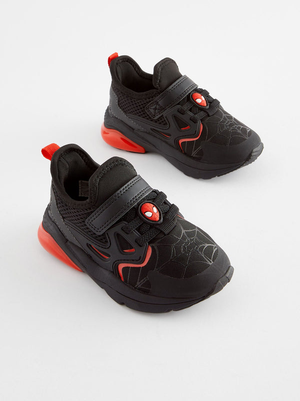 Black Spiderman Black Touch Fastening Trainers