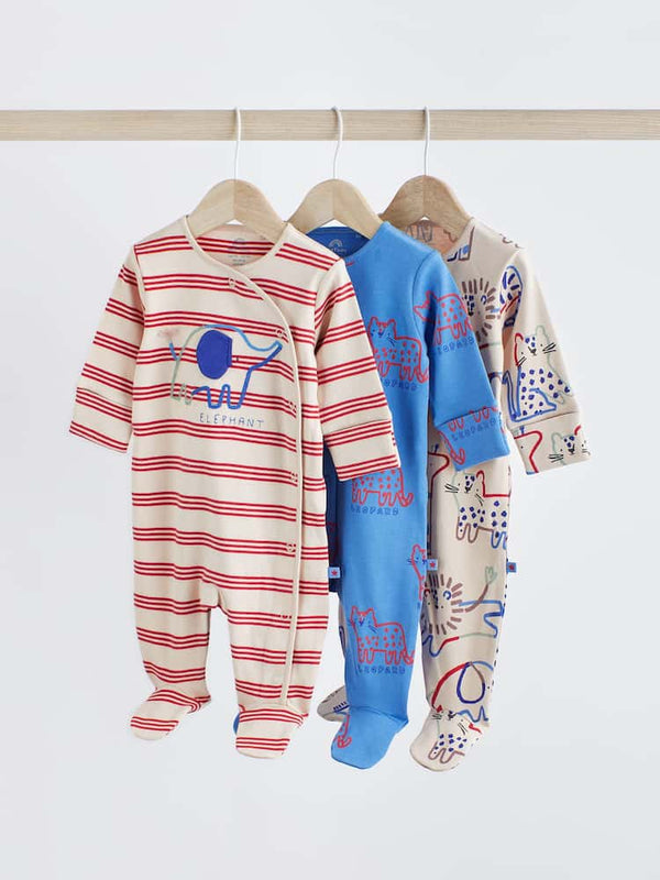 Red Character Baby 100% Cotton Sleepsuits 3 Pack(immediate)