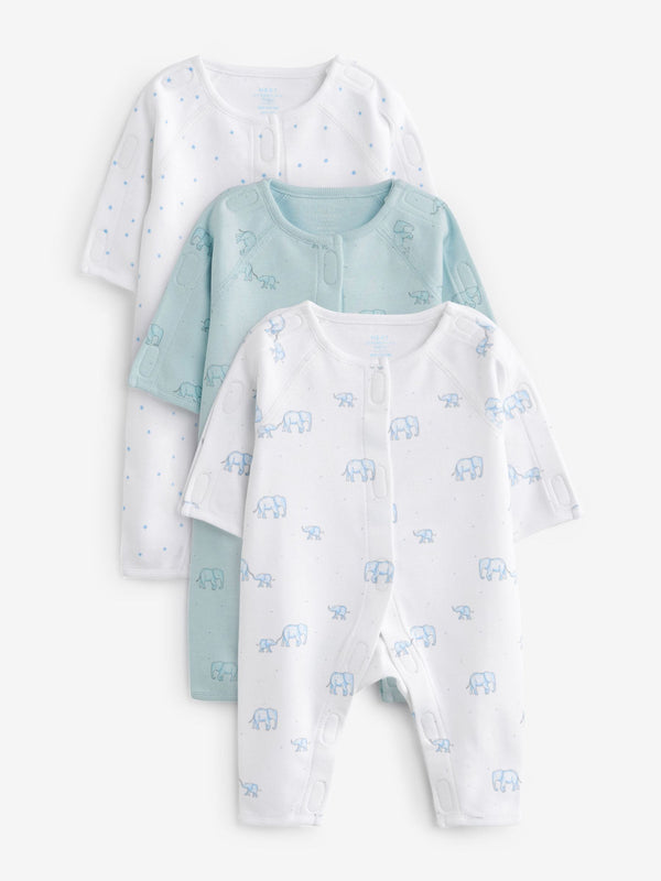 Blue Premature Baby Sleepsuits 3 Pack (0-0mths)