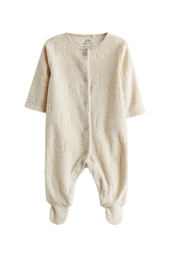 Copy of Oatmeal Bear Velour Sleepsuit