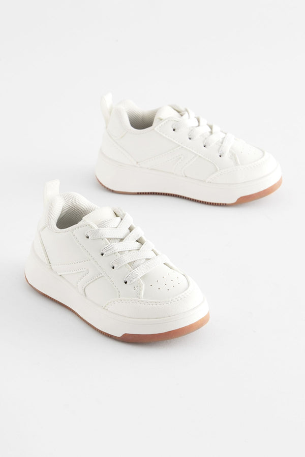 White Elastic Lace Trainers