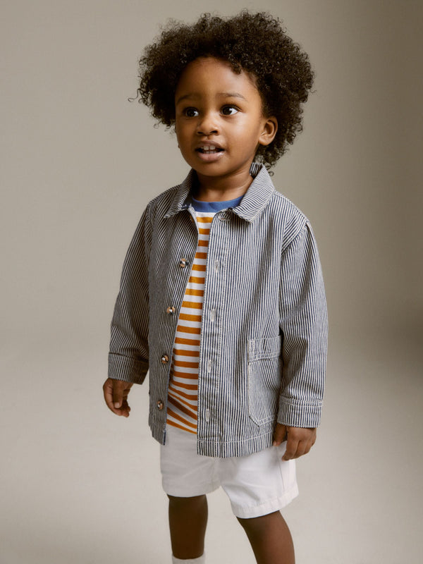 Stripe 100% Cotton Denim Shacket T-Shirt and Shorts Set (3mths-7yrs)