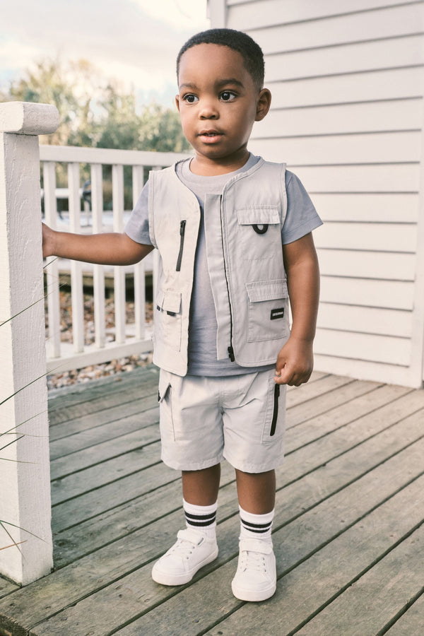 Grey Gilet, T-Shirt and Shorts Set (3mths-7yrs)