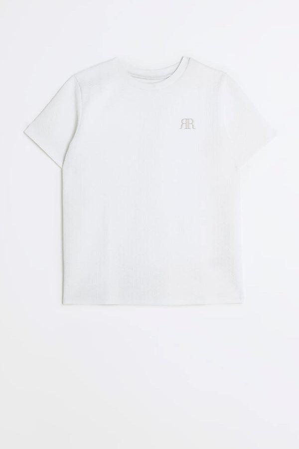 River Island White Chrome Boys Textured T-Shirt