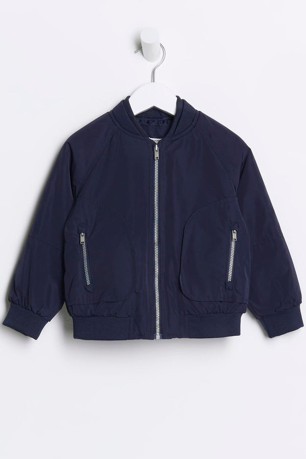 River Island Dark Blue Boys Nylon Bomber Jacket