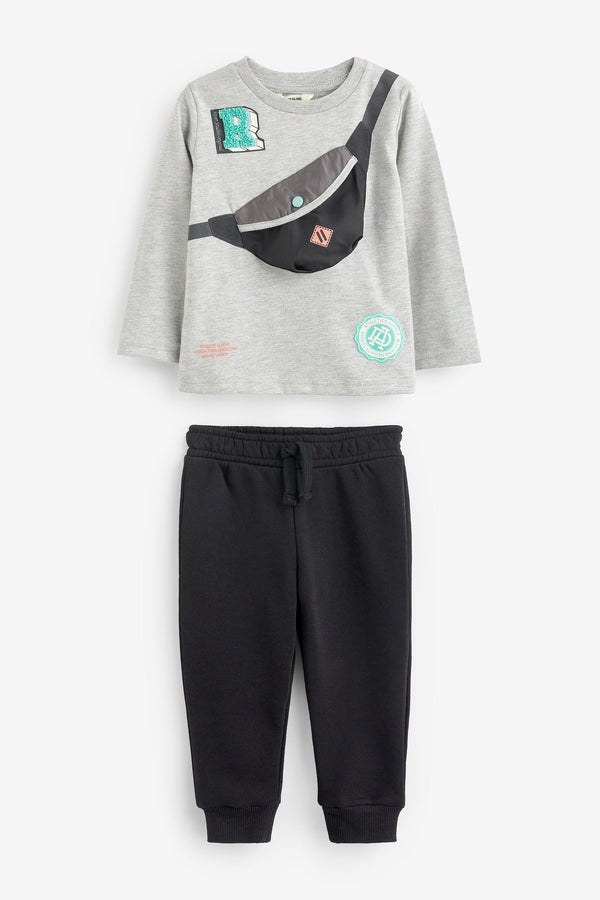 River Island Boys Bumbag T-Shirt and Joggers Set