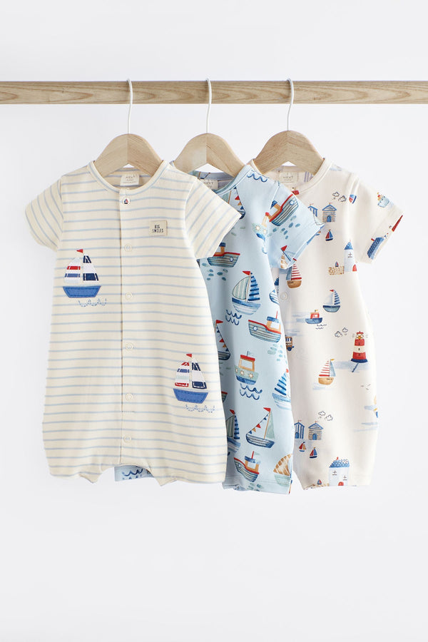 Copy Blue Boat Baby Jersey Rompers 3 Pack