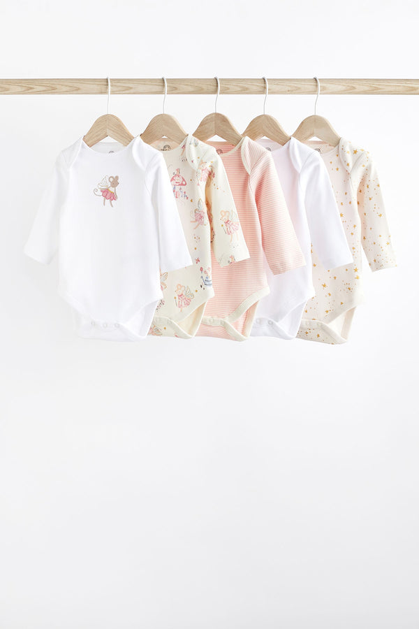 Pink Baby Long Sleeve Bodysuits 5 Pack (immediate)