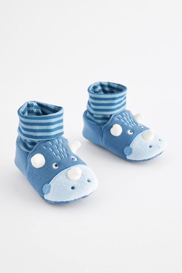 Blue DInosaur Sensory Sock Top Baby Booties (0-2mths)