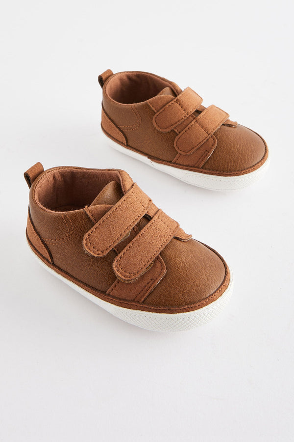 Tan Brown Two Strap Baby Trainers (immediate)