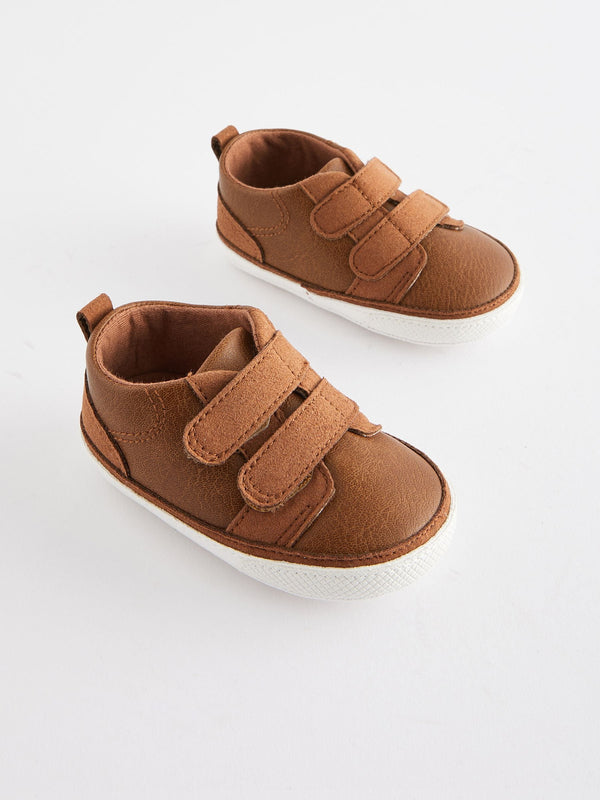 Tan Brown Baby Two Strap Trainers immediate