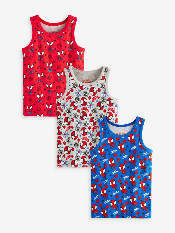 Spider-Man Red License 100% Cotton Vests 3 Pack (1.5-10yrs)