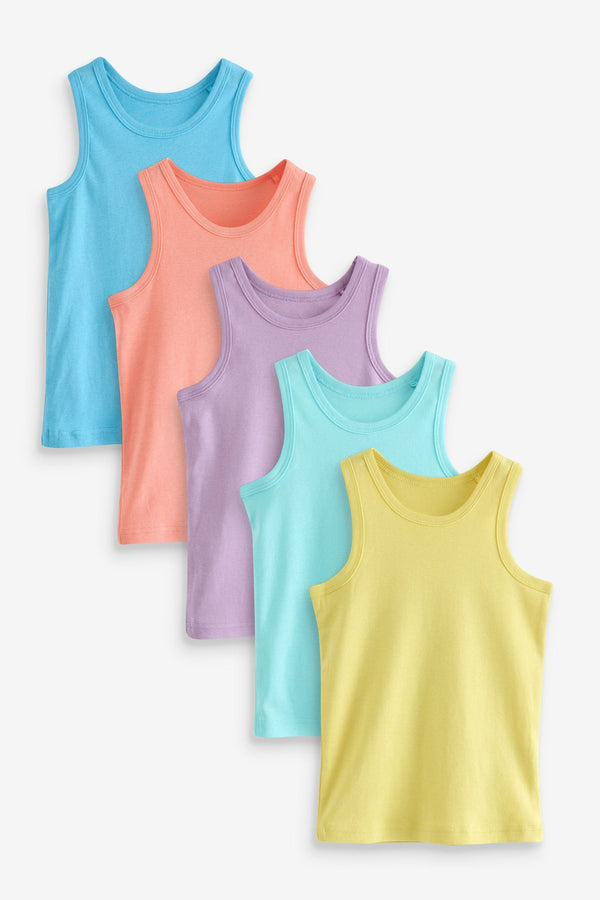 Pastel 100% Cotton Vests 5 Pack (1.5-16yrs)