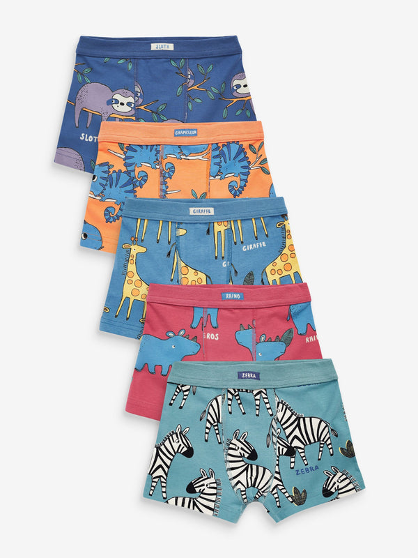 Safari Print Soft Waistband Trunks 5 Pack (1.5-16yrs)
