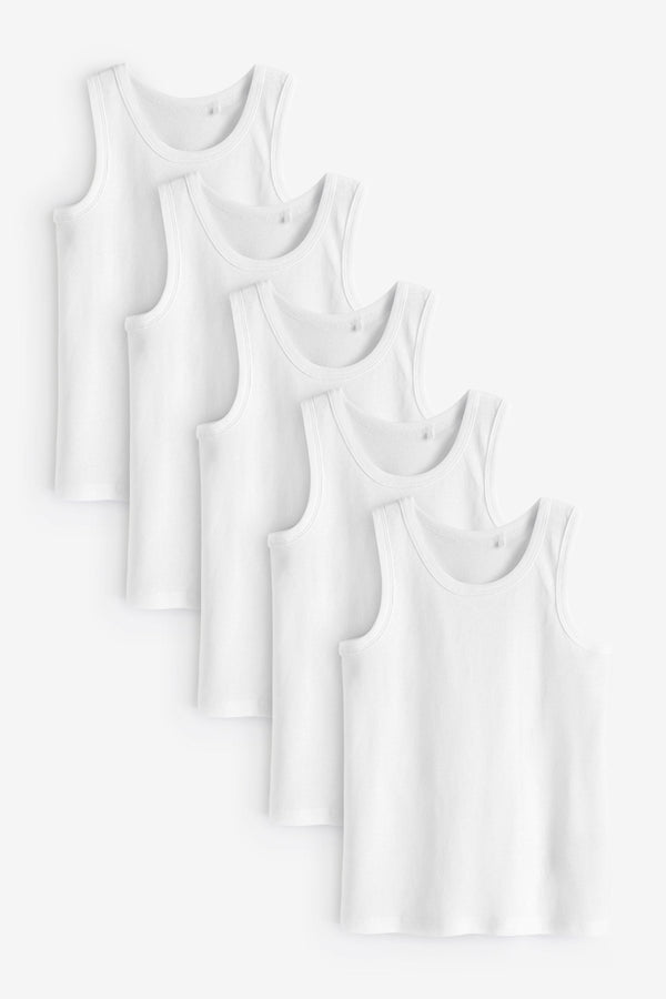 White Organic Cotton Vests 5 Pack (1.5-16yrs)