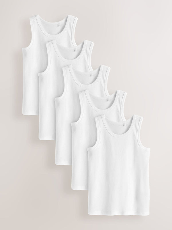 White Vests 5 Pack (1.5-16yrs)
