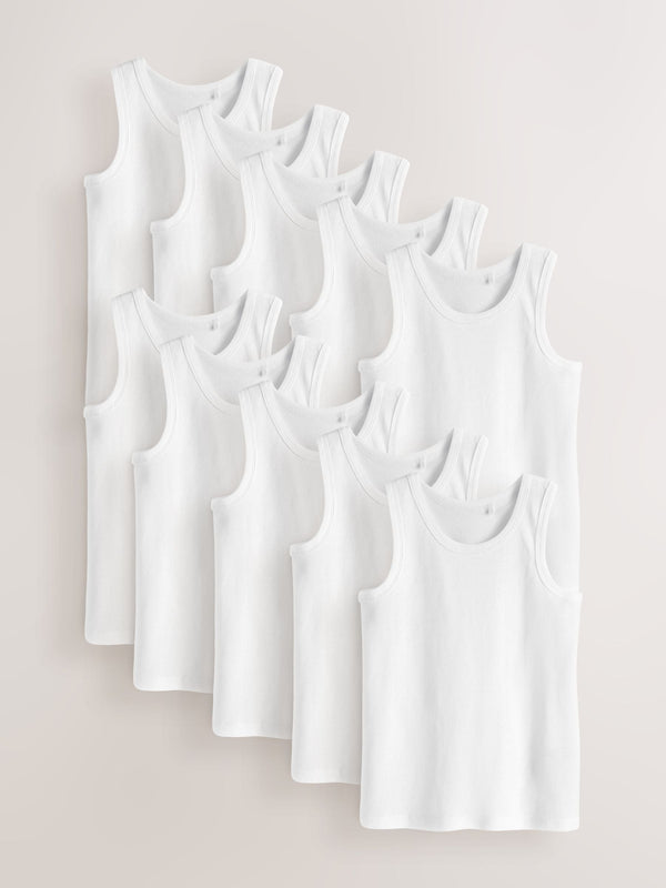 White Cotton Vests 10 Pack (1.5-16yrs)