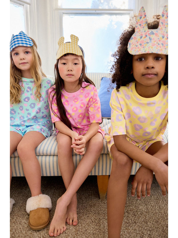 Pastel Leopard Print Short Pyjamas 3 Pack (3-16yrs)