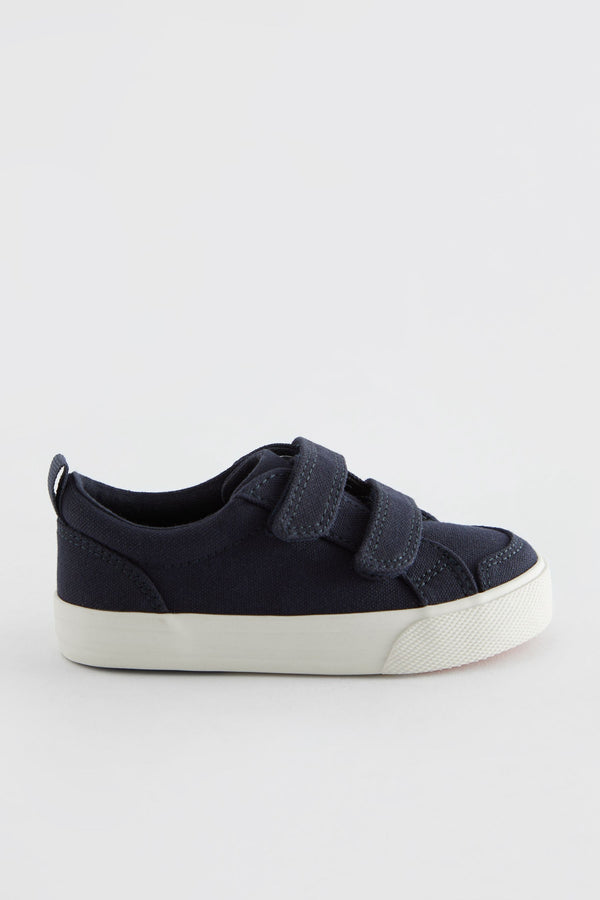 Navy Canvas Two Strap Touch Fastening Trainers