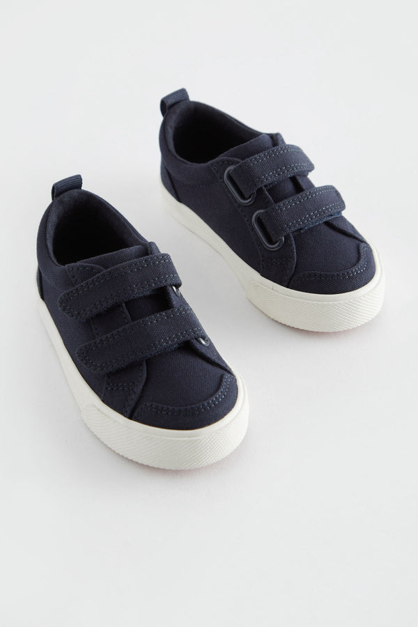 Navy Canvas Two Strap Touch Fastening Trainers