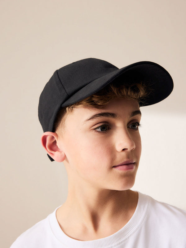 Black Canvas 100% Cotton Cap 1-16 years (3mths-16yrs)
