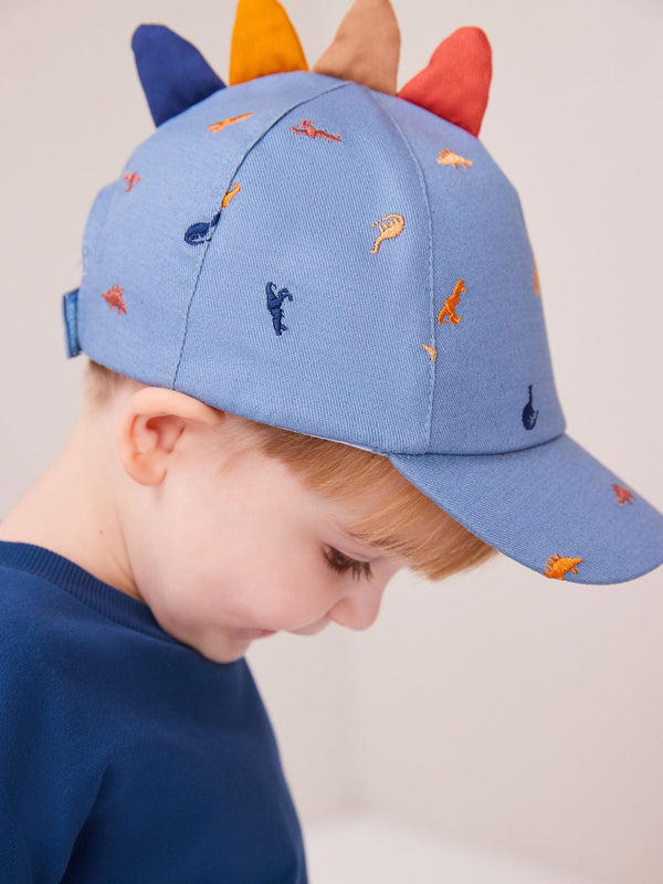Blue Embroidered Dinosaurs Baseball Cap (3mths-10yrs)