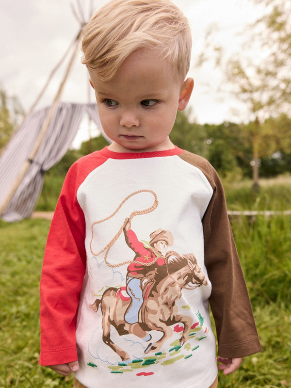 Ecru White Cath Kidston Cowboy Long Sleeve T-Shirt (3mths-7yrs)