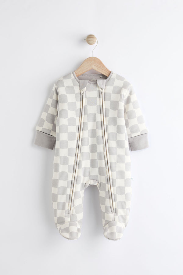 White/Grey 2.5 Tog Wadded Zip Sleepsuit