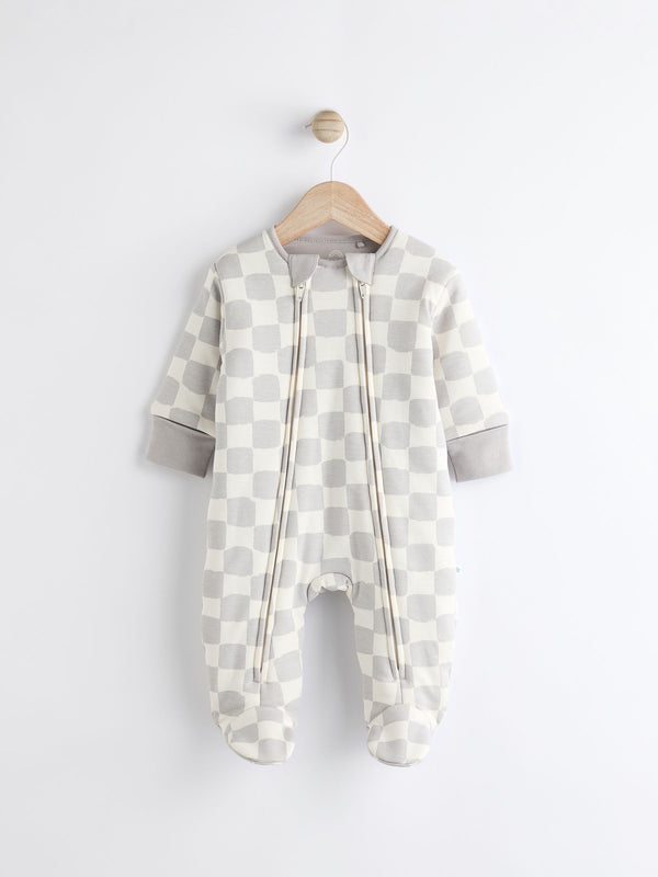 White/Grey 2.5 Tog Wadded Zip Sleepsuit